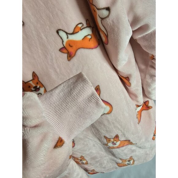 THE OODIE Adult Oversized Hoodie Blanket Fleece Sherpa Corgi Dog Print- ONE SIZE - Picture 13 of 16